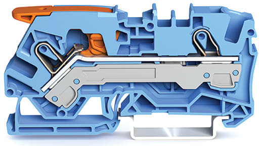 WAGO ELETTRONICA - Morsetto passante per 2 conduttori.con leva e Push-in CAGE CLAMP®.6 mm².blu