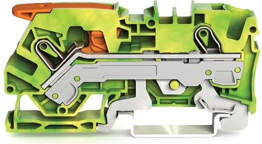 WAGO ELETTRONICA - Morsetto di terra per 2 conduttori.con leva e Push-in CAGE CLAMP®.6 mm².verde-giallo 2106-1207