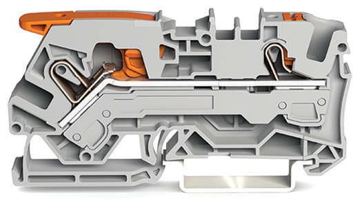 WAGO ELETTRONICA - Morsetto passante per 2 conduttori.con leva e pulsante.6 mm².grigio 2106-5201