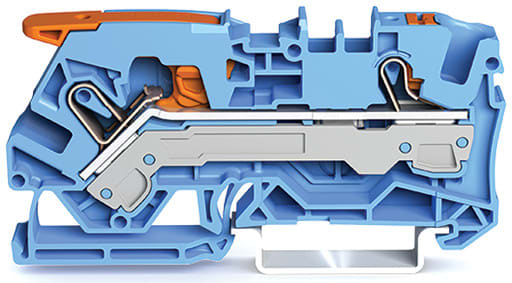 WAGO ELETTRONICA - Morsetto passante per 2 conduttori.con leva e pulsante.6 mm².blu