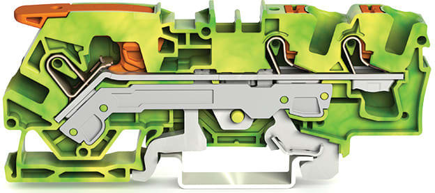WAGO ELETTRONICA - Morsetto di terra per 3 conduttori.con leva e pulsante.6 mm².verde-giallo