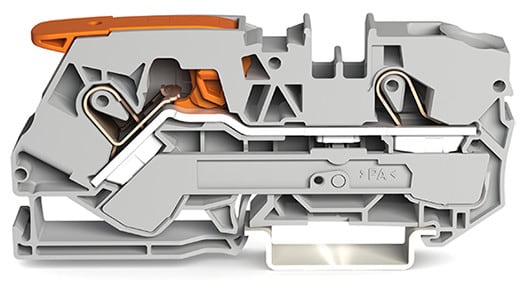 WAGO ELETTRONICA - Morsetto passante per 2 conduttori.con leva e Push-in CAGE CLAMP®.10 mm².grigio