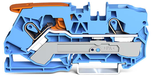 WAGO ELETTRONICA - Morsetto passante per 2 conduttori.con leva e Push-in CAGE CLAMP®.10 mm².blu 2110-1204