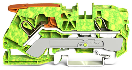 WAGO ELETTRONICA - Morsetto di terra per 2 conduttori.con leva e Push-in CAGE CLAMP®.10 mm².verde-giallo