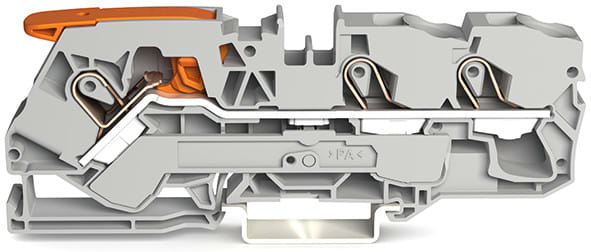 WAGO ELETTRONICA - Morsetto passante per 3 conduttori.con leva e Push-in CAGE CLAMP®.10 mm².grigio