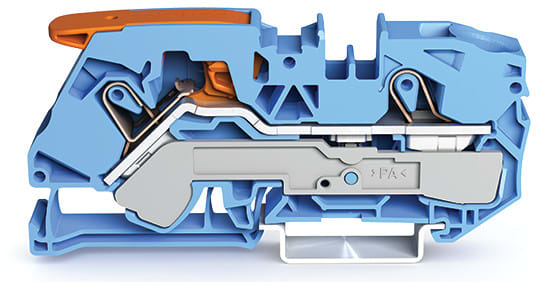 WAGO ELETTRONICA - Morsetto passante per 2 conduttori.con leva e Push-in CAGE CLAMP®.16 mm².blu