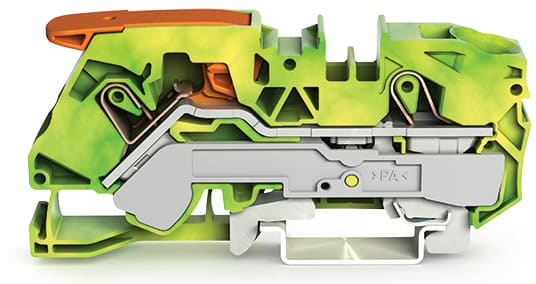 WAGO ELETTRONICA - Morsetto di terra per 2 conduttori.con leva e Push-in CAGE CLAMP®.16 mm².verde-giallo