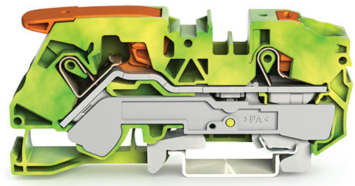 WAGO ELETTRONICA - Morsetto di terra per 2 conduttori.con leva e pulsante.16 mm².verde-giallo