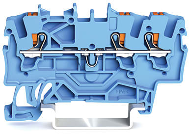 WAGO ELETTRONICA - Morsetto passante per 3 conduttori.con pulsante.1,5 mm².blu 2201-1304