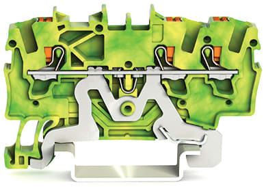 WAGO ELETTRONICA - Morsetto di terra per 3 conduttori.con pulsante.1,5 mm².verde-giallo