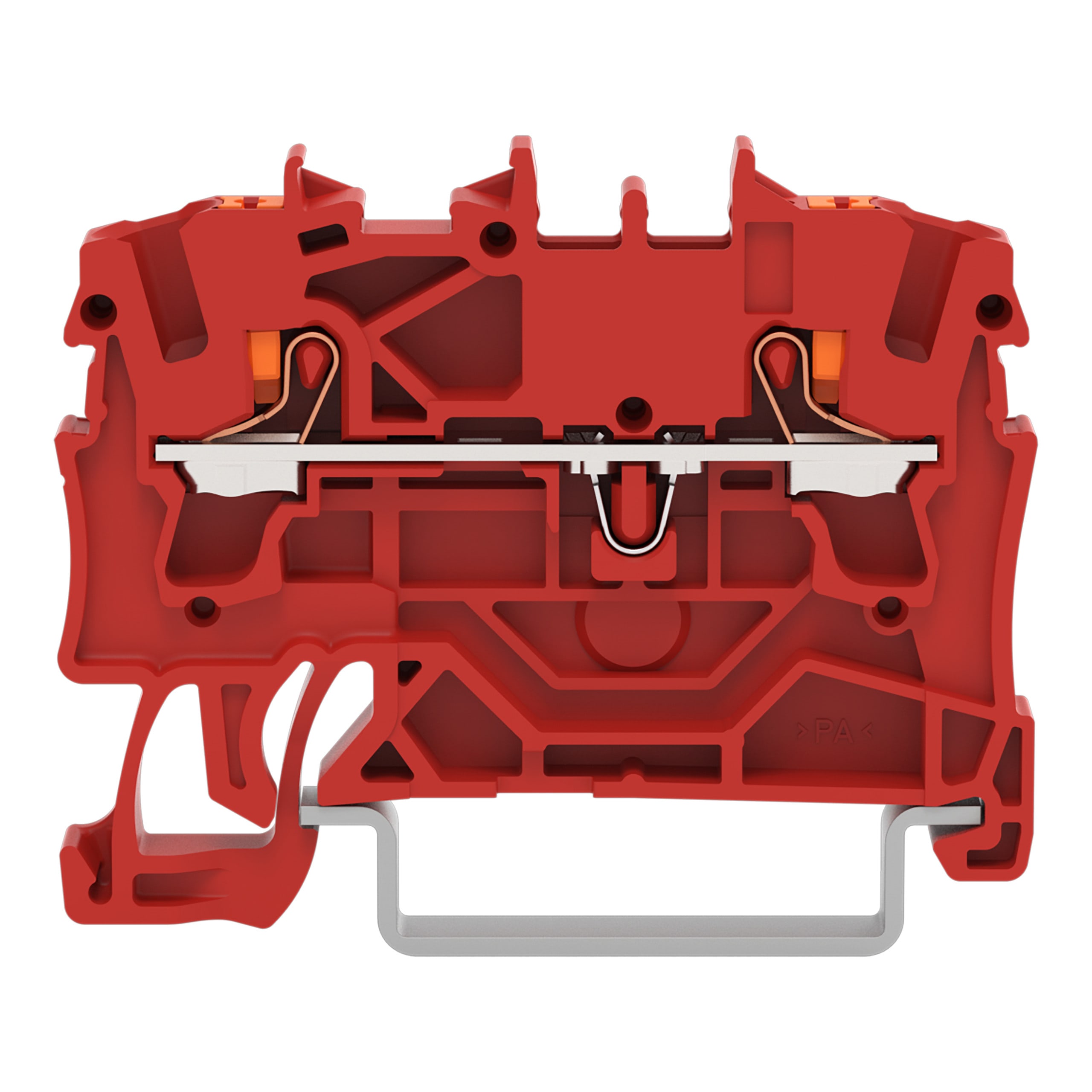 WAGO ELETTRONICA - Morsetto passante per 2 conduttori.con pulsante.2,5 mm².rosso
