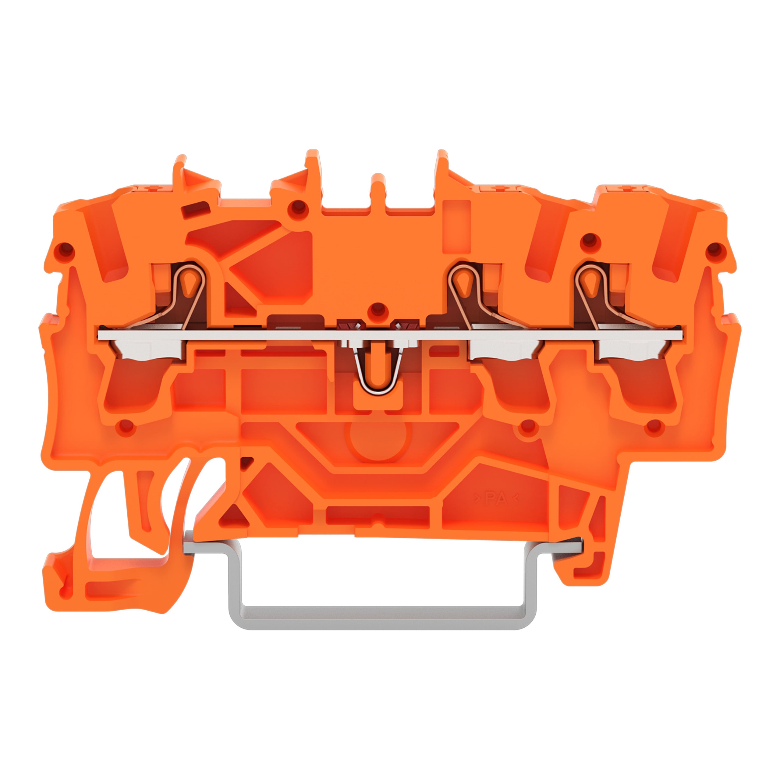 WAGO ELETTRONICA - Morsetto passante per 3 conduttori.con pulsante.2,5 mm².arancione