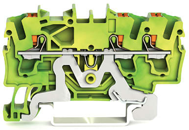 WAGO ELETTRONICA - Morsetto di terra per 3 conduttori.con pulsante.2,5 mm².verde-giallo