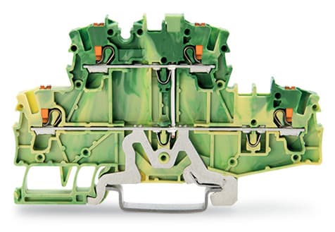 WAGO ELETTRONICA - Morsetto a due piani.Morsetto di terra per 4 conduttori.con pulsante.verde-giallo 2202-2707