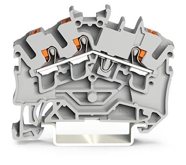 WAGO ELETTRONICA - Morsetto passante per 3 conduttori.con pulsante.2,5 mm².grigio 2202-6301