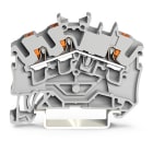 WAGO ELETTRONICA - Morsetto passante per 3 conduttori.con pulsante.2,5 mm².grigio 2202-6301