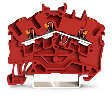 WAGO ELETTRONICA - Morsetto passante per 3 conduttori.con pulsante.2,5 mm².rosso 2202-6303
