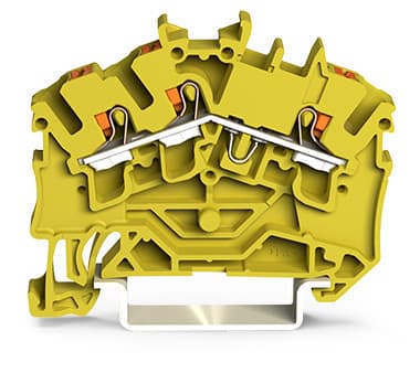 WAGO ELETTRONICA - Morsetto passante per 3 conduttori.con pulsante.2,5 mm².giallo