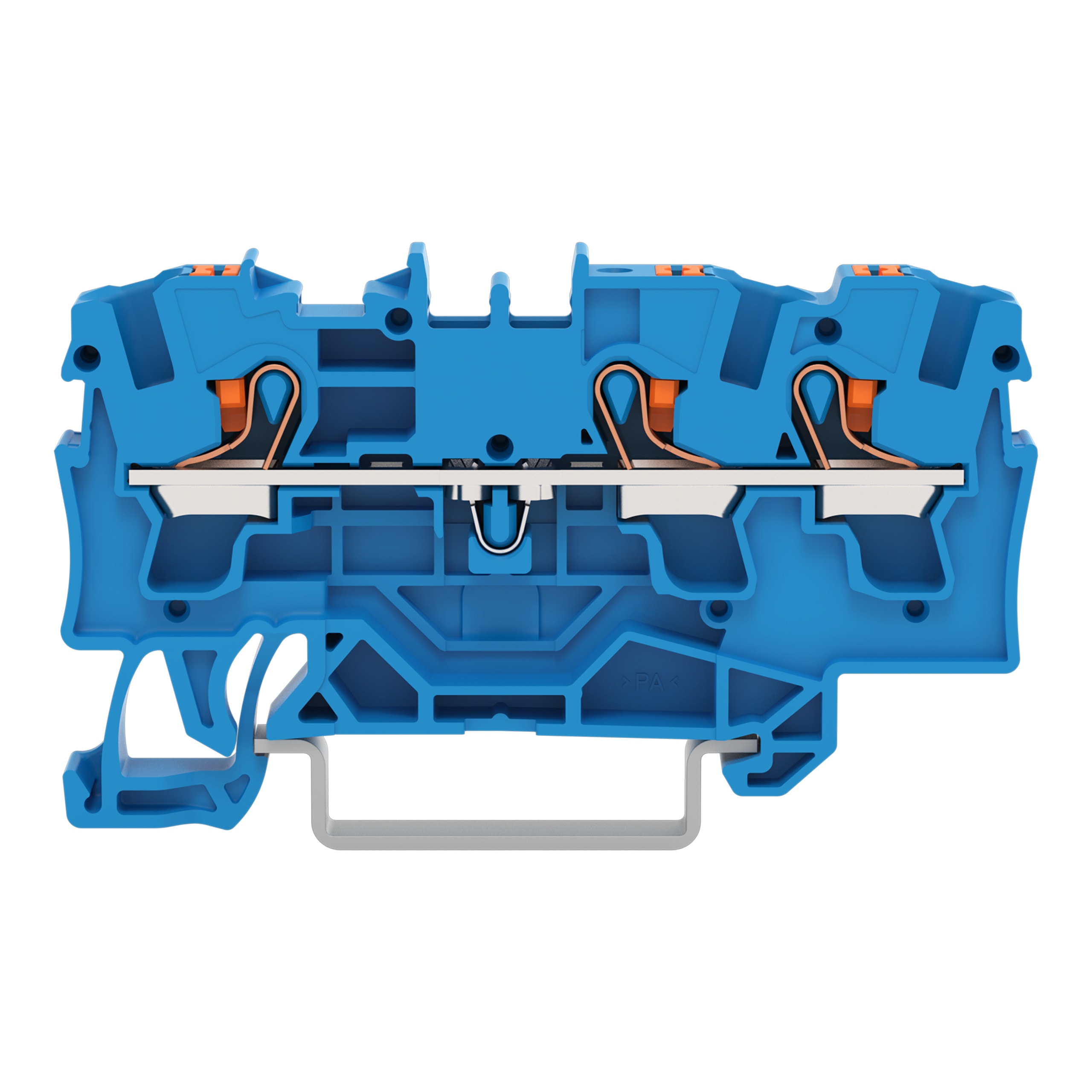 WAGO ELETTRONICA - Morsetto passante per 3 conduttori.con pulsante.4 mm².blu