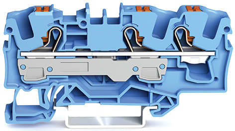 WAGO ELETTRONICA - Morsetto passante per 3 conduttori.con pulsante.6 mm².blu 2206-1304