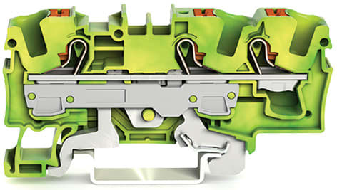 WAGO ELETTRONICA - Morsetto di terra per 3 conduttori.con pulsante.6 mm².verde-giallo 2206-1307