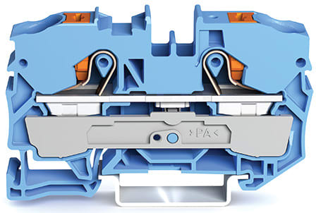 WAGO ELETTRONICA - Morsetto passante per 2 conduttori.con pulsante.10 mm².blu