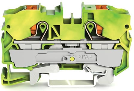 WAGO ELETTRONICA - Morsetto di terra per 2 conduttori.con pulsante.10 mm².verde-giallo 2210-1207