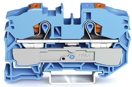 WAGO ELETTRONICA - Morsetto passante per 2 conduttori.con pulsante.16 mm².blu