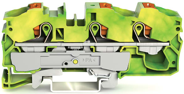 WAGO ELETTRONICA - Morsetto di terra per 3 conduttori.con pulsante.16 mm².verde-giallo 2216-1307