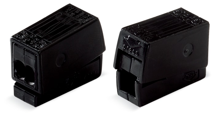 WAGO ELETTRONICA - Connettore per illuminazione per 2 conduttori.pulsante lato lampada.Lato lampada: per tutti i tipi di conduttore.nero