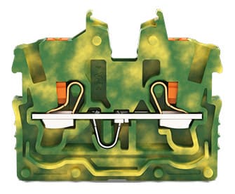 WAGO ELETTRONICA - Morsetto miniaturizzato passante per 2 conduttori.con pulsante.1 mm².verde-giallo