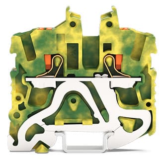 WAGO ELETTRONICA - Morsetto di terra miniaturizzato per 2 conduttori.con pulsante.2,5 mm².verde-giallo