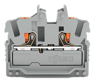 WAGO ELETTRONICA - Morsetto miniaturizzato passante per 2 conduttori.con pulsante.2,5 mm².grigio