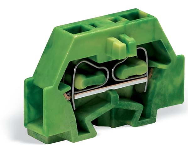 WAGO ELETTRONICA - Morsetto per 2 conduttori.senza pulsanti.con flangia di fissaggio.verde-giallo