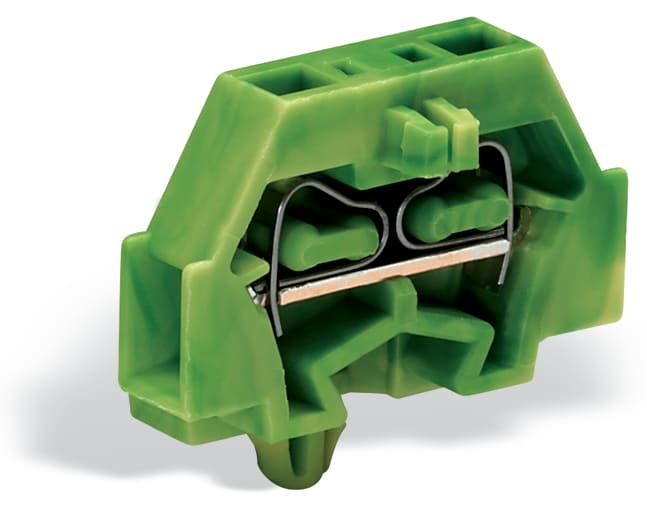 WAGO ELETTRONICA - Morsetto per 2 conduttori.senza pulsanti.con piede di fissaggio a scatto.verde-giallo