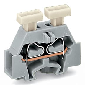 WAGO ELETTRONICA - Morsetto per 2 conduttori.su ambo i lati con pulsante.con flangia di fissaggio.grigio