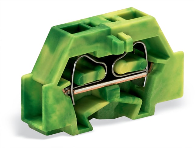 WAGO ELETTRONICA - Morsetto per 2 conduttori.senza pulsanti.con flangia di fissaggio.verde-giallo