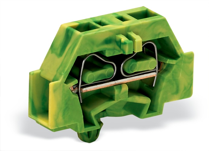 WAGO ELETTRONICA - Morsetto per 2 conduttori.senza pulsanti.con piede di fissaggio a scatto.verde-giallo