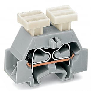 WAGO ELETTRONICA - Morsetto per 4 conduttori.su ambo i lati con pulsante.con flangia di fissaggio.grigio
