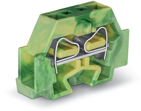 WAGO ELETTRONICA - Morsetto per 2 conduttori.senza pulsanti.con flangia di fissaggio.verde-giallo