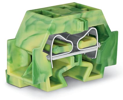 WAGO ELETTRONICA - Morsetto per 4 conduttori.senza pulsanti.con flangia di fissaggio.verde-giallo