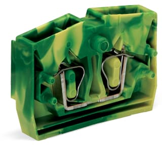WAGO ELETTRONICA - Morsetto terminale per 2 conduttori.senza pulsanti.con flangia di fissaggio.verde-giallo