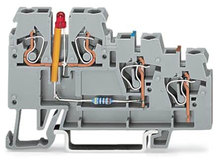 WAGO ELETTRONICA - Morsetto per sensore per 3 conduttori.LED rosso.per sensori a commutazione PNP (del positivo).grigio