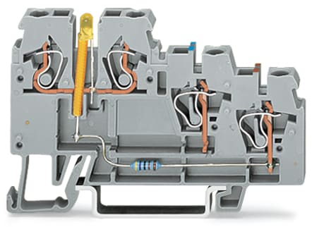 WAGO ELETTRONICA - Morsetto per sensore per 3 conduttori.LED giallo.per sensori a commutazione NPN (del negativo).grigio