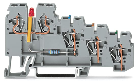 WAGO ELETTRONICA - Morsetto per sensore per 4 conduttori.LED rosso.per sensori a commutazione PNP (del positivo).grigio