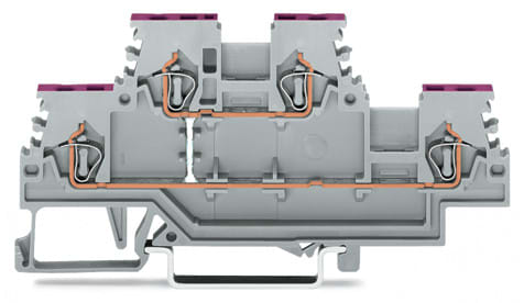 WAGO ELETTRONICA - Morsetto a due piani.Morsetto passante per 4 conduttori.L.grigio 279-508