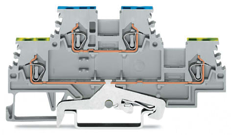 WAGO ELETTRONICA - Morsetto a due piani.Morsetto per conduttore di terra / passante.1,5 mm².grigio 279-517