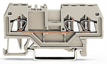 WAGO ELETTRONICA - Morsetto passante per 3 conduttori.1,5 mm².adatto per applicazioni Ex e II.grigio chiaro 279-993