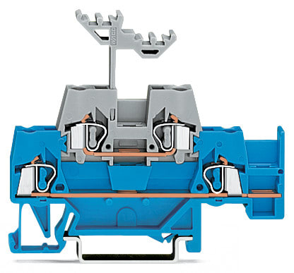 WAGO ELETTRONICA - Morsetto a due piani.Morsetto passante/passante.con sede per ponticello aggiuntiva sul livello inferiore.blu/grigio 280-524