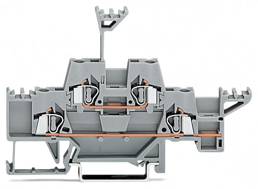 WAGO ELETTRONICA - Morsetto a due piani.Morsetto passante/passante.con sede per ponticello aggiuntiva sul livello inferiore.grigio/grigio
